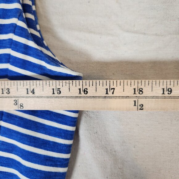 J. Crew Striped Pleated Ponte Dress Womens Medium Zip Back Blue White - Picture 4 of 12